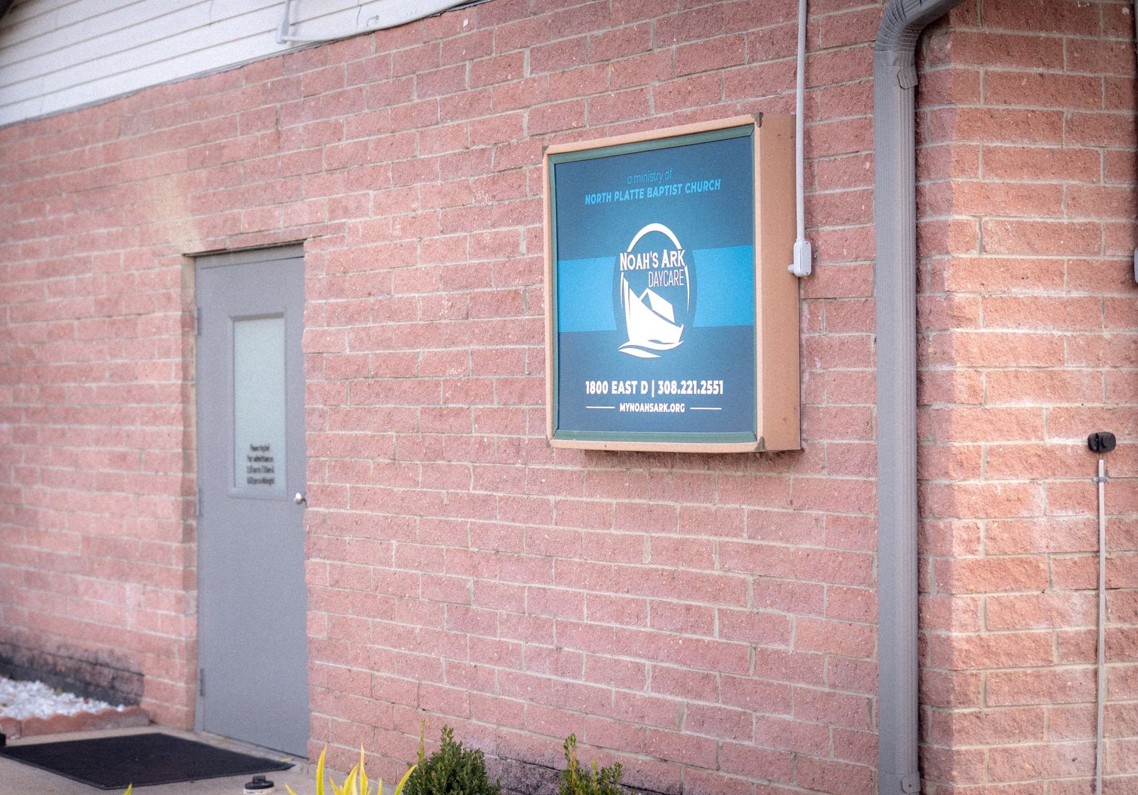 The entrance and sign of Noah's Ark Daycare 2 at 1800 East D Street