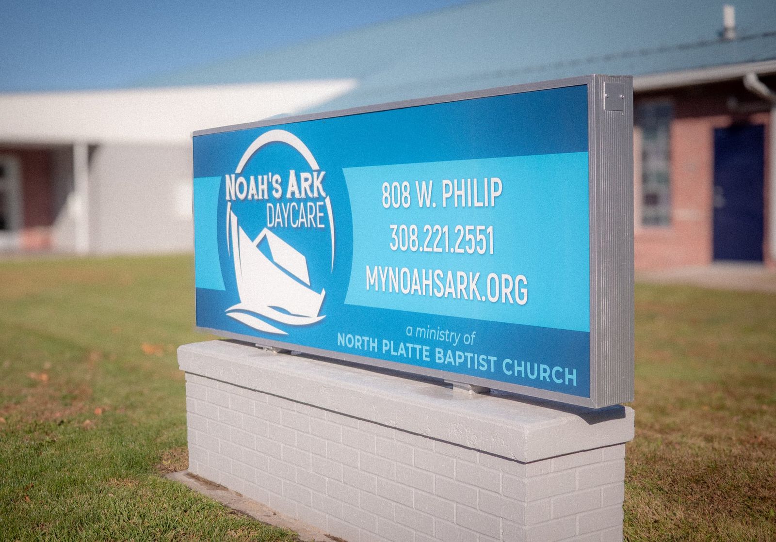The Noah's Ark Daycare sign at 808 W. Philip Ave., a ministry of North Platte Baptist Church